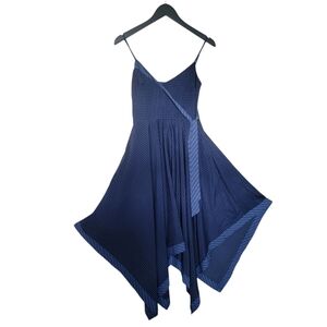 Banana Republic Blue Polka Dot‎ Lined Handkerchief A Line Dress Size 2 Petite